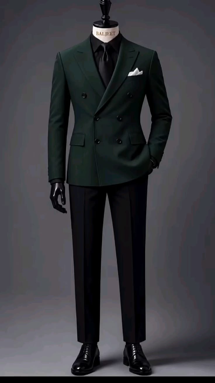 Emerald green double-breasted suit