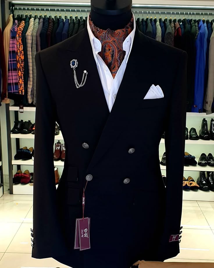 Black double-breasted suit