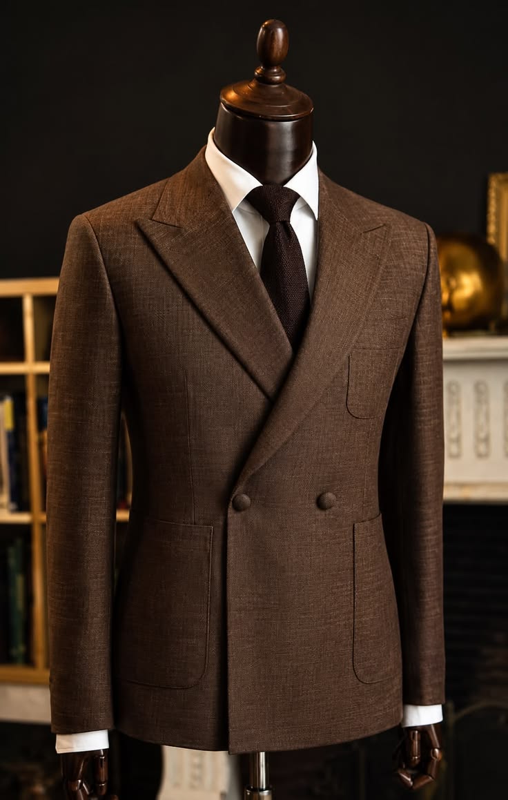 Brown double-breasted suit