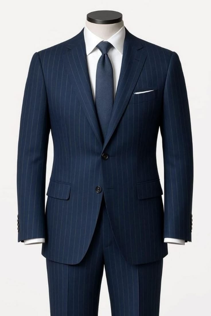 Navy pinstripe suit